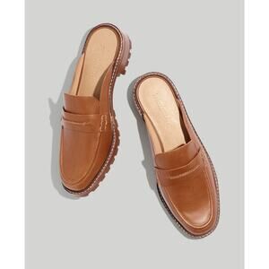 Madewell Corinne Lugsole Loafer Mule 8 Dried Maple Brown Chunky 90's Preppy